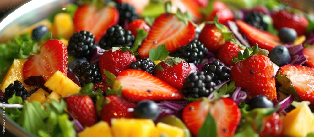 Fresh Fruits and Salad Delight Bursting with Vibrant Flavors Fresh Fruits and Salad Delight Bursting with Vibrant Flavors