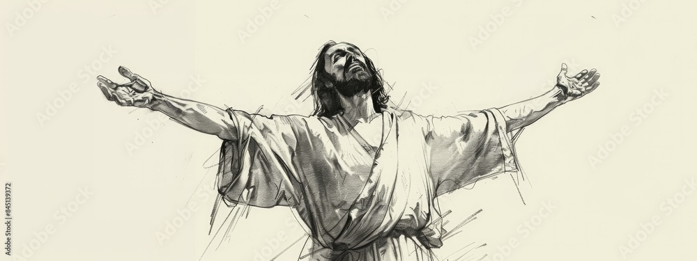Jesus Christ in worship. Digital illustration. Jesus Christ in worship. Digital illustration.