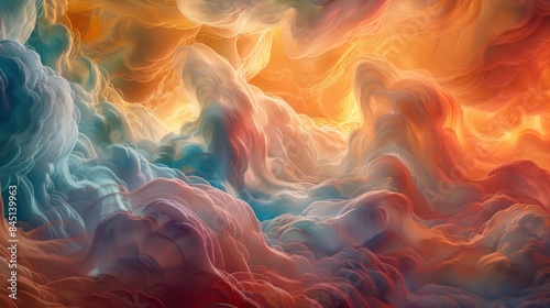 A symphony of colors swirls within the digital clouds, like an artist's masterpiece unfurling in the sky.