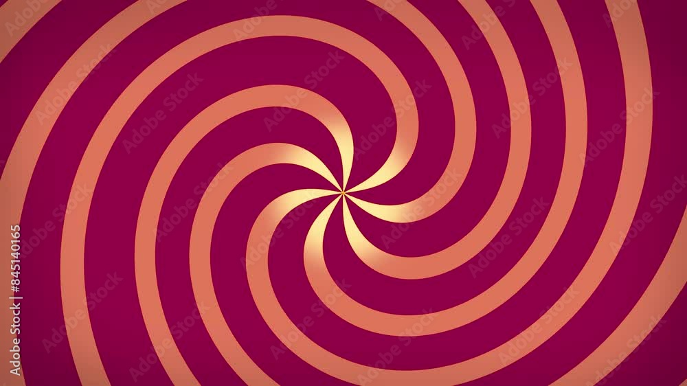 Spiral twirling 2D shape line animation optical illusion hypnotic Kaleidoscope circular motion graphics visual effect gradient background colour maroon