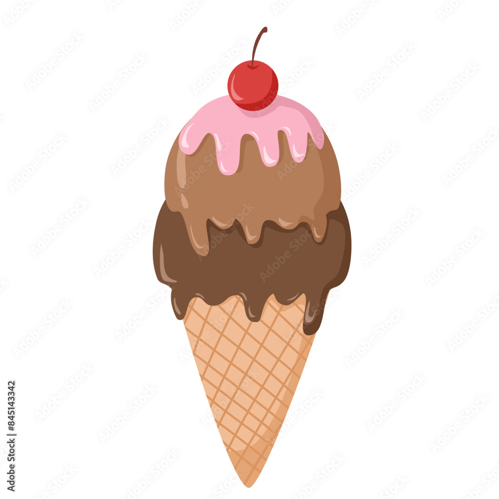 Ice cream chocolate cone illustration Ice cream chocolate cone illustration