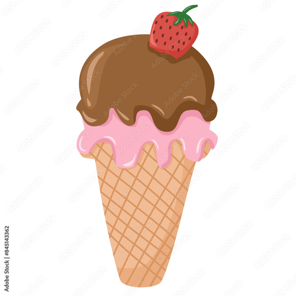 Ice cream chocolate cone illustration