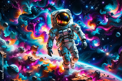 공간, 할로윈, 女, 우주 비행사, 로보트, 3 차원, 사람, 판타지, 공포, 가면, 검다, 삽화, 국민