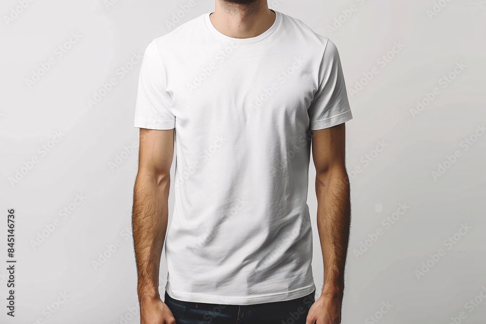 man in white t-shirt with mockup template for print man in white t-shirt with mockup template for print
