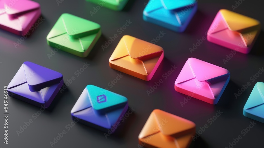 Set of colorful 3D email icons Set of colorful 3D email icons