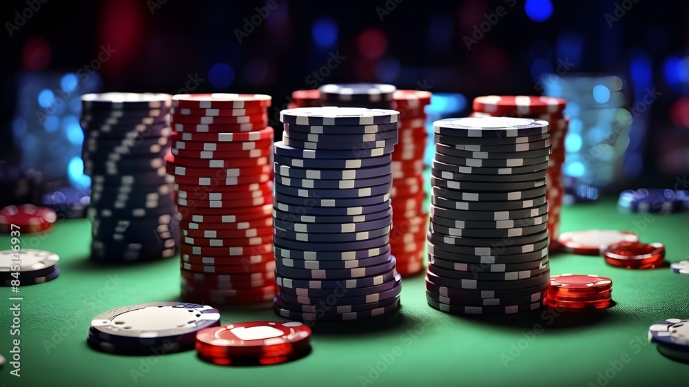 Casino chips for poker in bright light Casino chips for poker in bright light