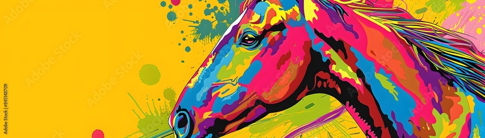 Vibrant Pop Art Depiction of a Cowboy s Psychedelic Horse