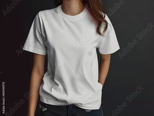 White female t-shirt mockup photo