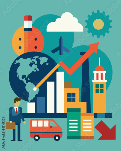 The government is revamping its trade and export strategies to diversify the economy and reduce dependence on a few industries.. Vector illustration