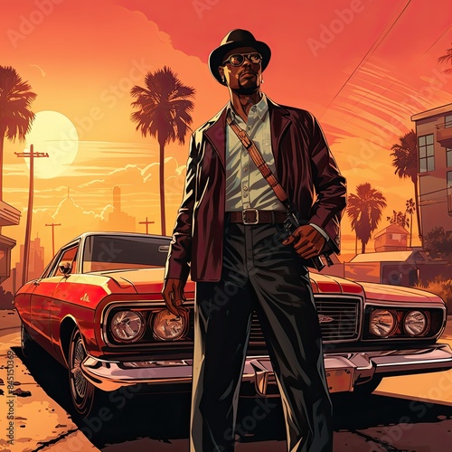 Gangster colorful comic book style artwork