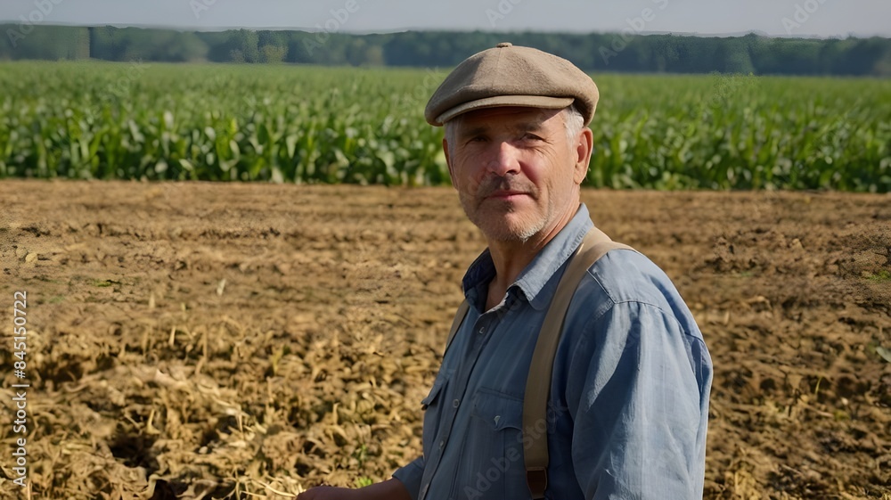 Fototapeta premium farmer in wheat field, Ai generative