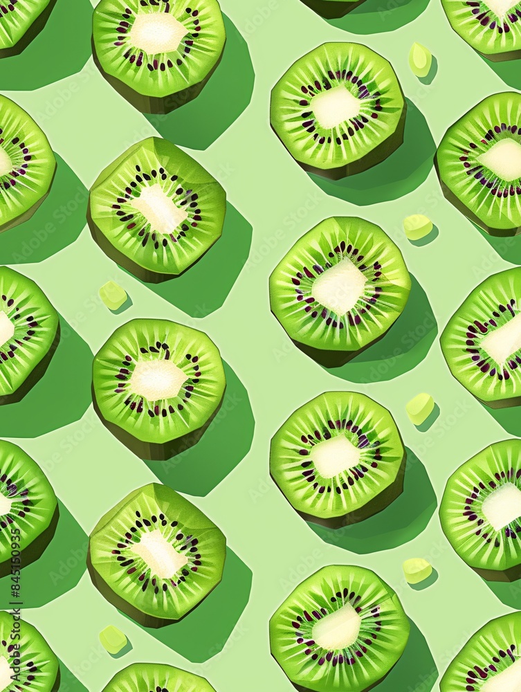 Seamless Pattern of Summer Kiwi Slices Seamless Pattern of Summer Kiwi Slices