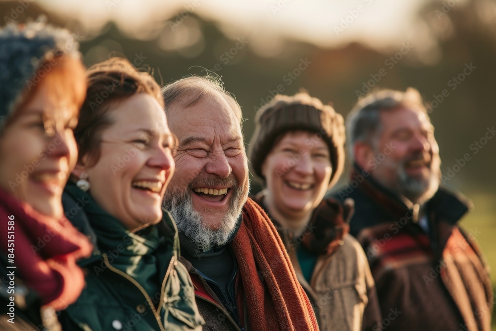 Group of senior friends spending time together outdoors. They are laughing and smiling. Group of senior friends spending time together outdoors. They are laughing and smiling.