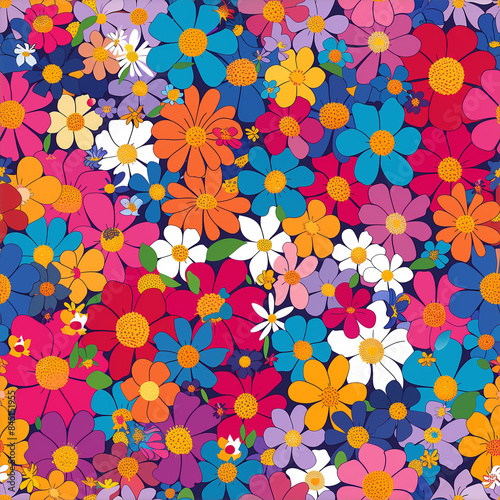 Scattering seamless colorful floral pattern 