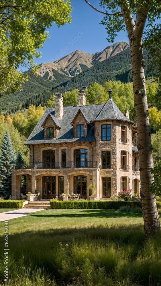 A very luxurious mansion with modern and classic styles in Aspen, Colorado. A very luxurious mansion with modern and classic styles in Aspen, Colorado.