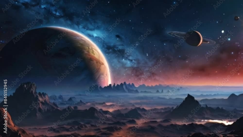 Beautiful landscape of planet in galaxy 4k virtual video background
Beautiful landscape of planet in galaxy 4k virtual video background