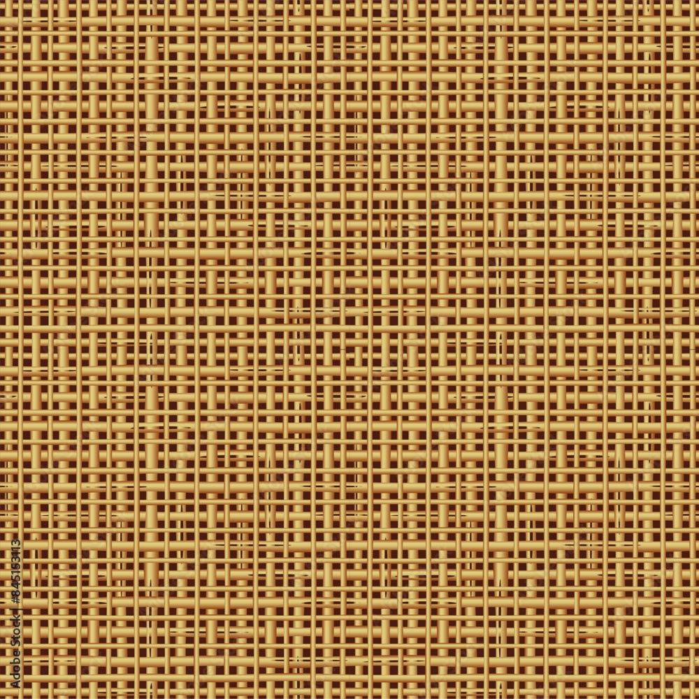 Seamless burlap, canvas, twig, rush, rattan, reed, cane, straw mat, rattan, wicker or bamboo repeat pattern of natural colors. You see 4 tiles.

