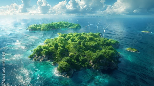 Eco-Friendly Oasis: Sustainable Energy Island © Phonthip