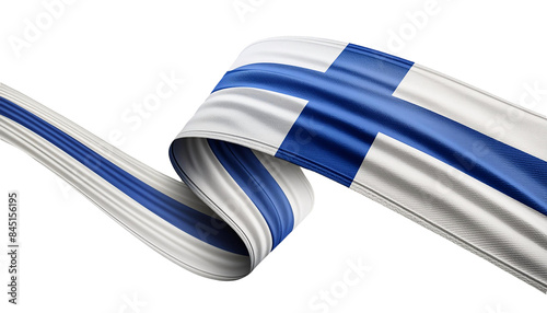 3d render of finland flag ribbon isolated
