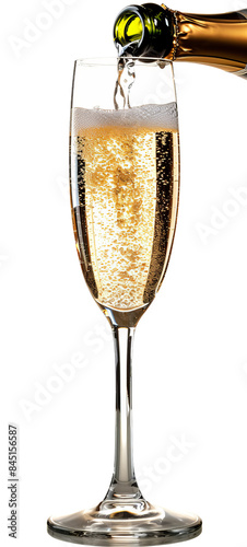 A glass of sparkling champagne being poured from a bottle, capturing the effervescence and celebratory essence of the moment.