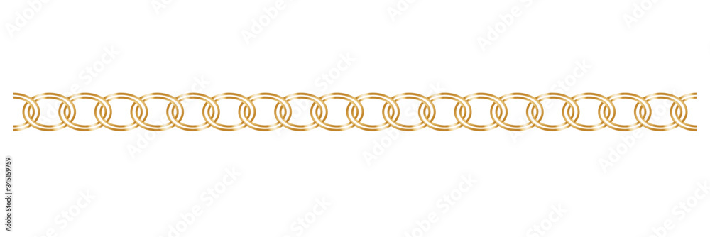 Luxury chains from base metals, fashion concept. Gold chain isolated. Vector necklace on white background. Chunky chain golden metallic necklace or bracelet.