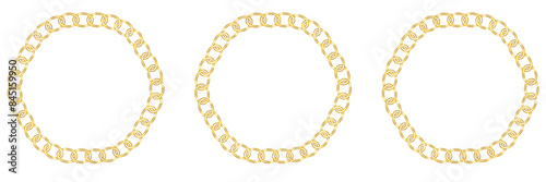 Luxury chains from base metals, fashion concept. Gold chain isolated. Vector necklace on white background. Chunky chain golden metallic necklace or bracelet.