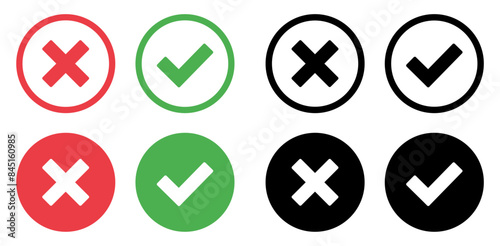 simple icon vector of tick and cross symbol. Yes, no, Correct, Wrong