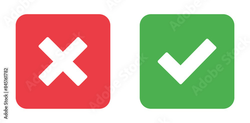 simple icon vector of tick and cross symbol. Yes, no, Correct, Wrong
