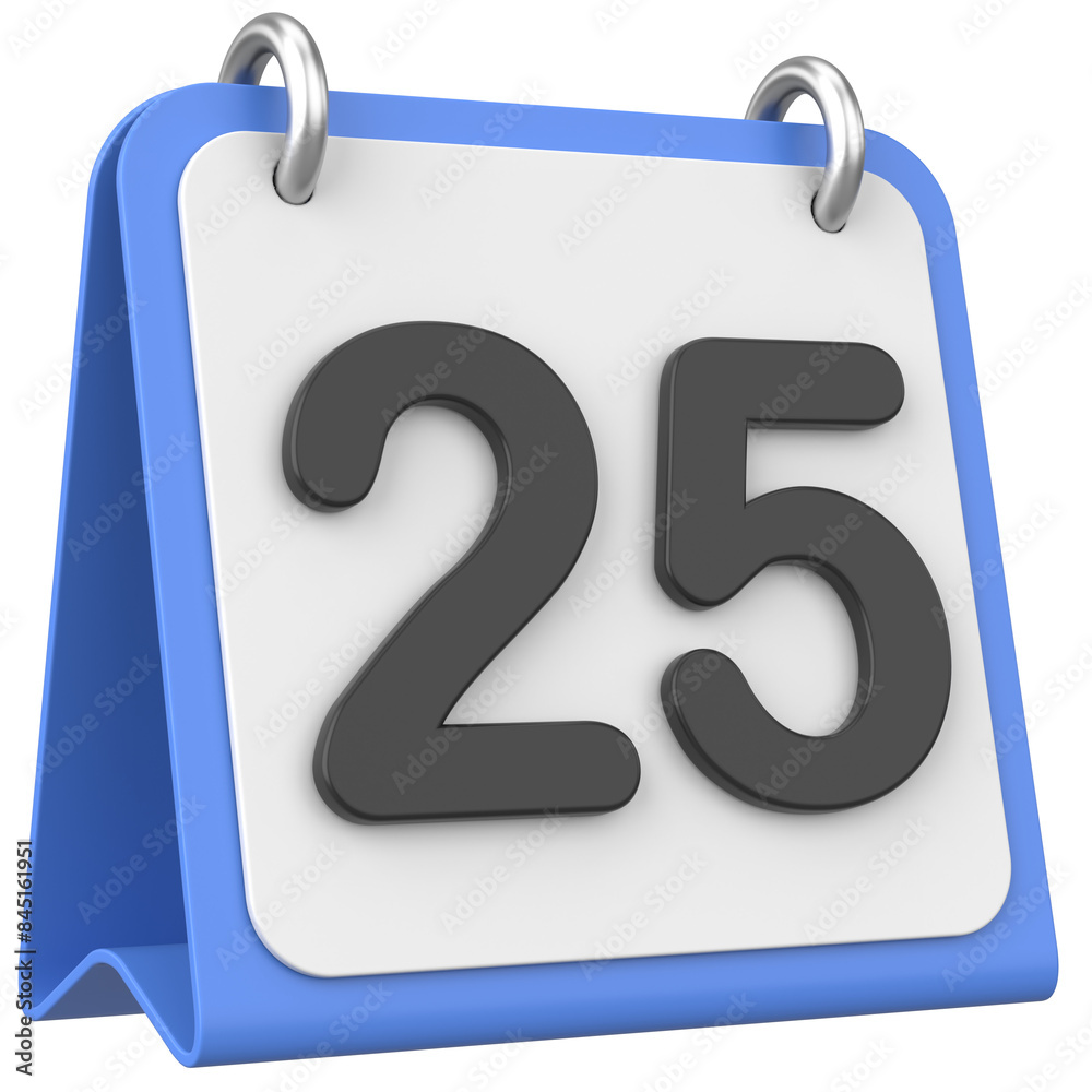 3D calendar. Day 25. Twenty-fifth day of the month. 3D illustration. 3D calendar. Day 25. Twenty-fifth day of the month. 3D illustration.