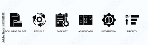 Agile Documentation Banner Web Icon Vector Illustration Concept With Document Folder, Recycle, Task List, Agile Board, Information, Priority