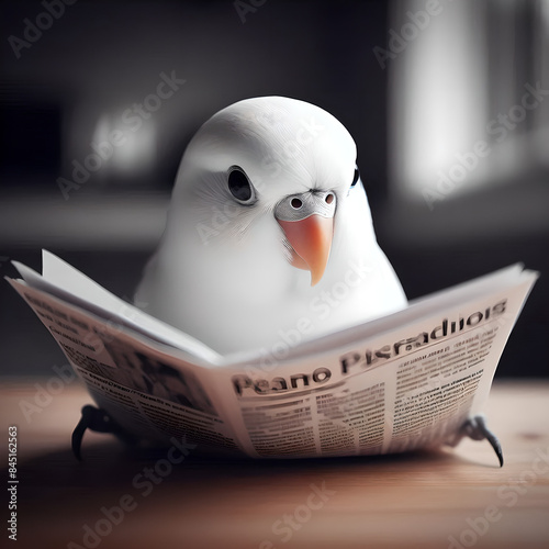 新聞を読む文鳥 photo