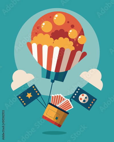 The prices of movie tickets and snacks were inflating like a balloon about to burst.. Vector illustration