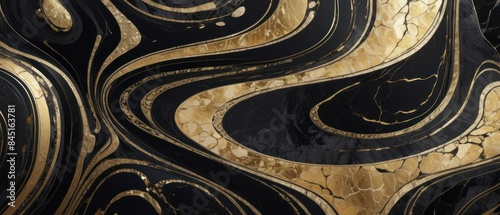 Panel kuchenny z motywem A black and gold marble texture background with swirling patterns
