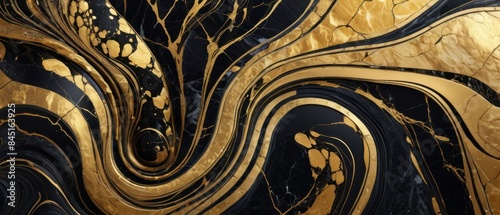Panel kuchenny z motywem A black and gold marble texture background with swirling patterns