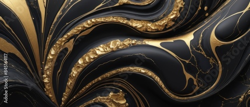 Panel kuchenny z motywem A black and gold marble texture background with swirling patterns