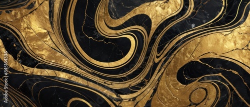 Panel kuchenny z motywem A black and gold marble texture background with swirling patterns