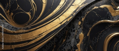 Panel kuchenny z motywem A black and gold marble texture background with swirling patterns