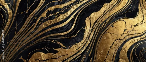 Panel kuchenny z motywem A black and gold marble texture background with swirling patterns