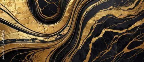 Panel kuchenny z motywem A black and gold marble texture background with swirling patterns