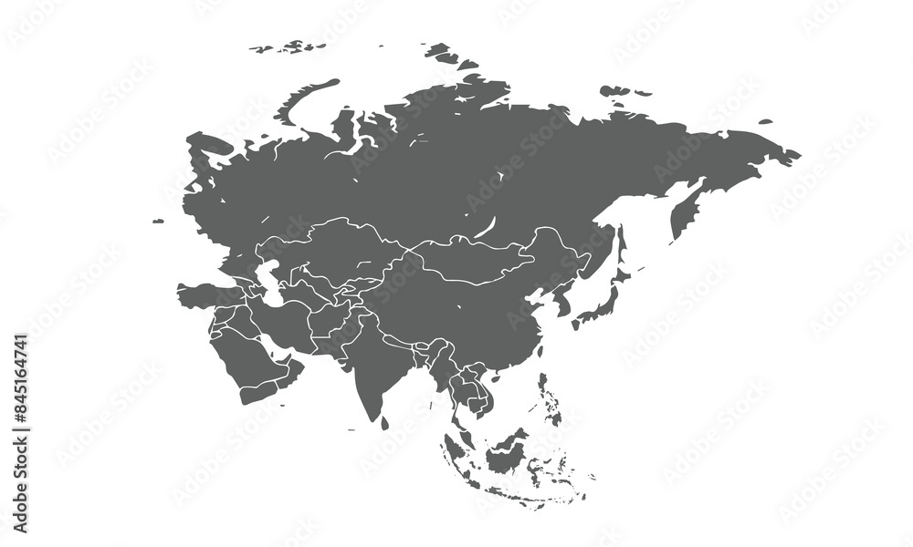 Asia continent map isolated on white background. for website layouts, background, education, precise, customizable, Travel worldwide, map silhouette backdrop, earth geography, political, physical. Asia continent map isolated on white background. for website layouts, background, education, precise, customizable, Travel worldwide, map silhouette backdrop, earth geography, political, physical.
