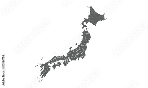 Japan map isolated on white background. for website layouts, background, education, precise, customizable, Travel worldwide, map silhouette backdrop, earth geography, political, physical.