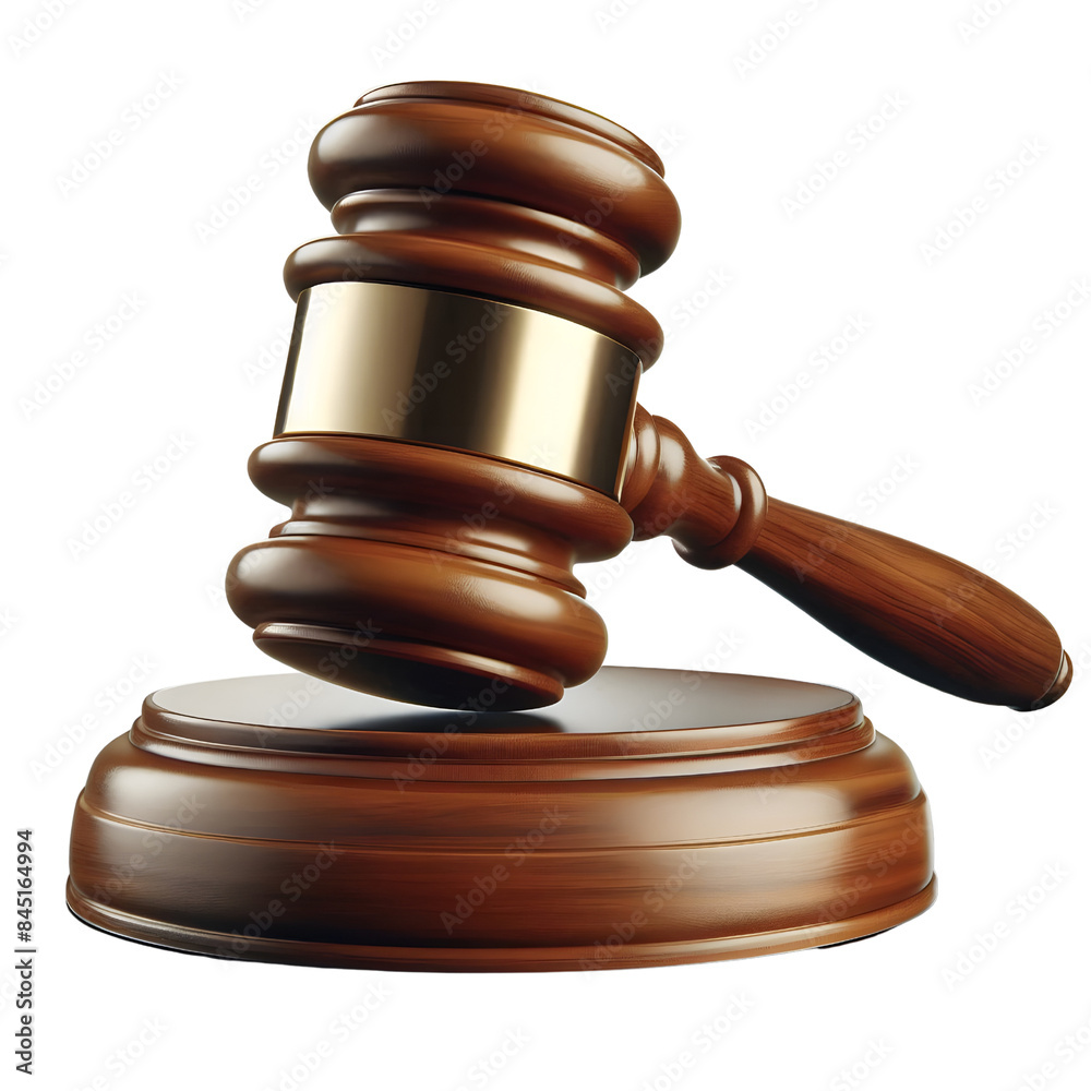 wooden gavel. Gavel isolated on transparent  background