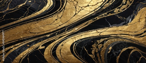 Panel kuchenny z motywem A black and gold marble texture background with swirling patterns
