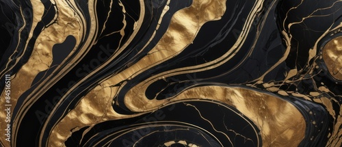 Panel kuchenny z motywem A black and gold marble texture background with swirling patterns