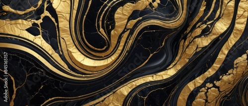 Panel kuchenny z motywem A black and gold marble texture background with swirling patterns