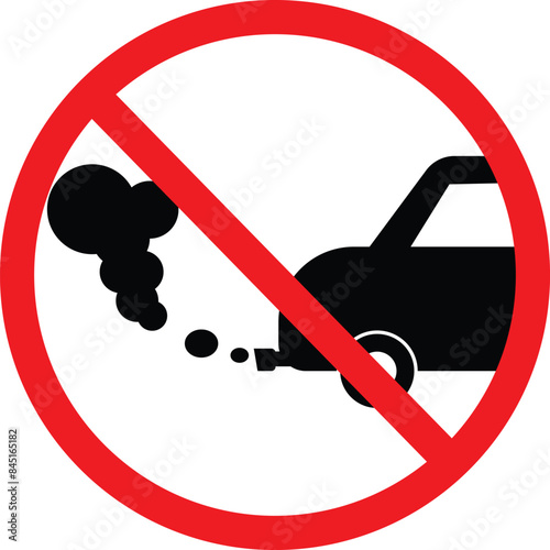 No Exhaust Gases sign. Forbidden air purity symbol. prohibition of exhaust gases in the parking. Cars and traffic CO2. flat style.