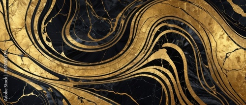 Panel kuchenny z motywem A black and gold marble texture background with swirling patterns