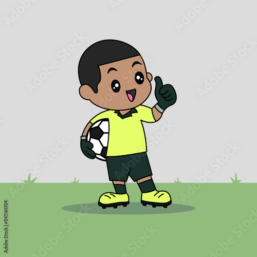 Vector Design of Children Wearing Goalkeeper Jersey. Children Play Football.