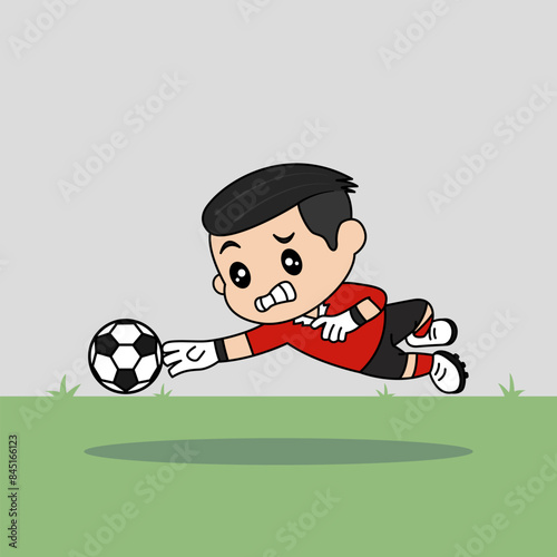 Vector Design of Children Wearing Goalkeeper Jersey. Children Play Football.