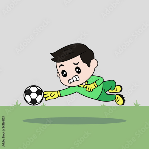 Vector Design of Children Wearing Goalkeeper Jersey. Children Play Football.